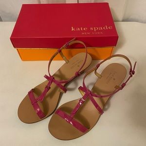 Kate Spade lipstick pink patent leather wedges
